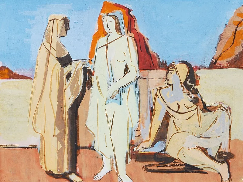1876-Cesar Klein - Tre donne in un paesaggio meridionale